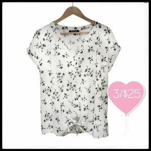⭐️3/$25⭐️ Lily Morgan Women's Floral Tie-Front Button Down Cuffed Sleeve…